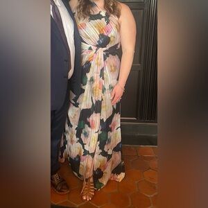 Adrianna Papell Blush One-Shoulder Chiffon Gown